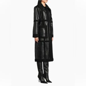 Proenza Schouler Black Shearling-Trim Long Coat (women’s M)